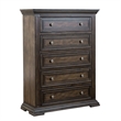 Pemberly Row Light Brown 5 Drawer Chest with Felt Lined Top Drawers