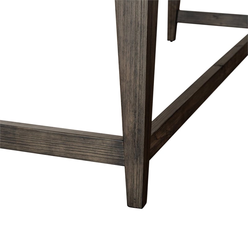 Pemberly Row Console Bar Table in Weathered Stone with Slate Inserts
