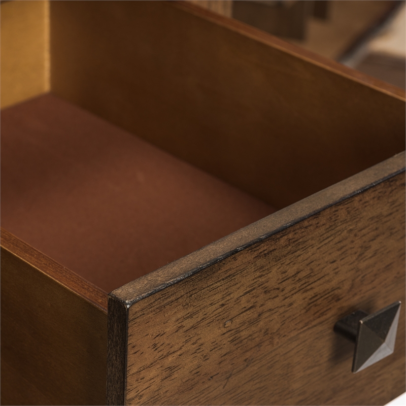 Pemberly Row Solid Rubberwood Dining Server with Stained Drawers in Honey