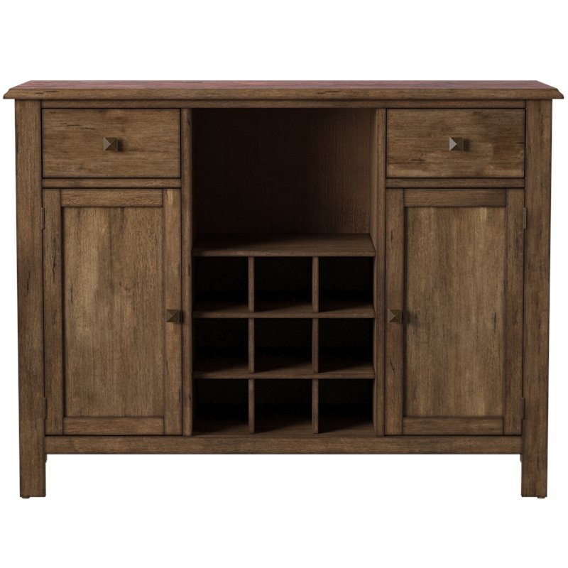 Pemberly Row Solid Rubberwood Dining Server with Stained Drawers in Honey
