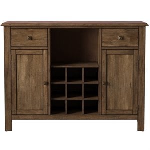 Pemberly Row Solid Rubberwood Dining Server with Stained Drawers in Honey