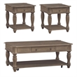 Pemberly Row Magnolia Manor 3-Piece Set in Weathered Bisque Finish
