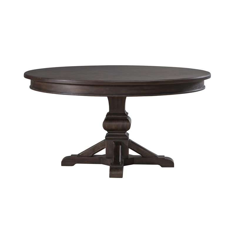 Pemberly Row Pedestal Table Set with Bracket Feet and Leaf Track in Brown