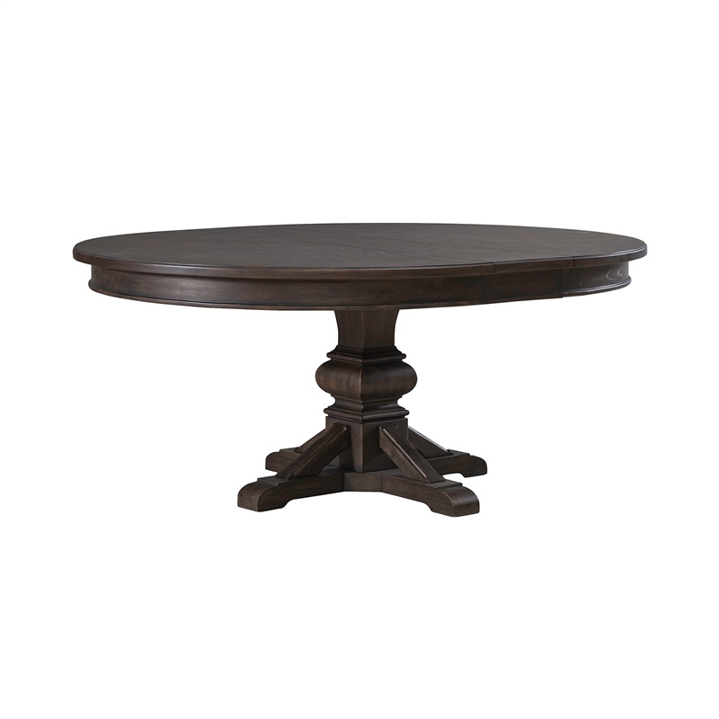 Pemberly Row Pedestal Table Set with Bracket Feet and Leaf Track in Brown