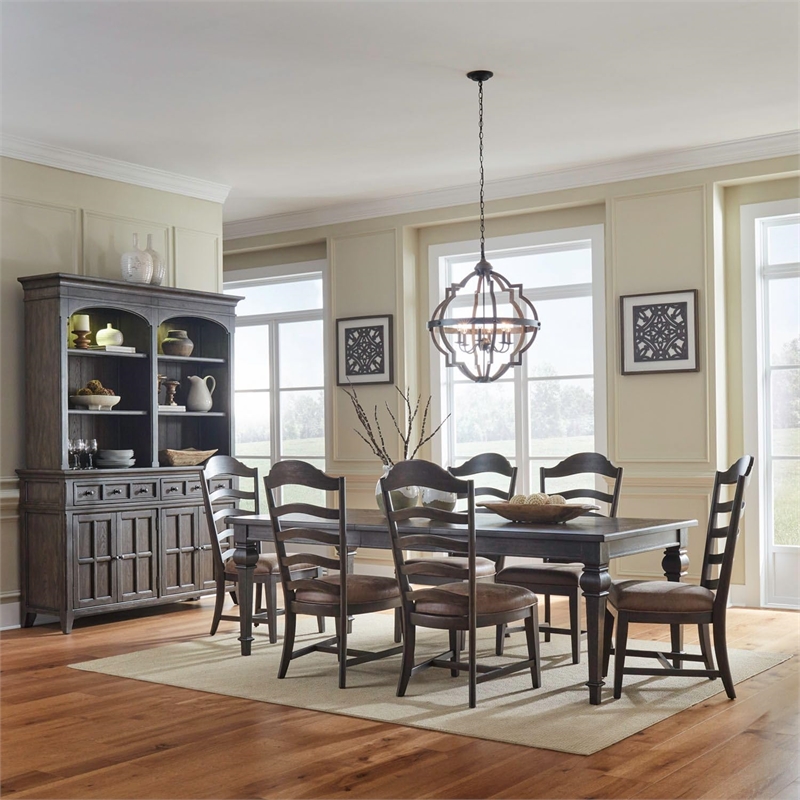 Pemberly Row 7 Piece Rectangular Table Set with Bread Board Veneer Top