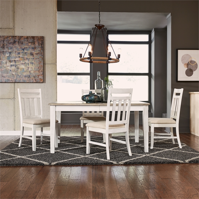Pemberly Row 5-Piece Rectangular Table Set in Two-Tone Finish
