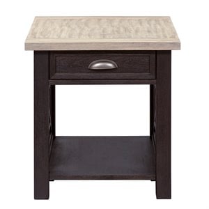 Pemberly Row Black Drawer End Table with Castered Cocktail Design