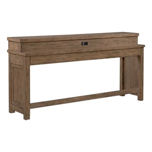 Pemberly Row Console Bar Table with Charging Station in Weathered Toffee