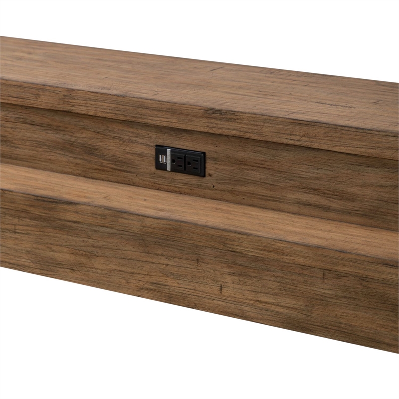 Pemberly Row Console Bar Table with Charging Station in Weathered Toffee