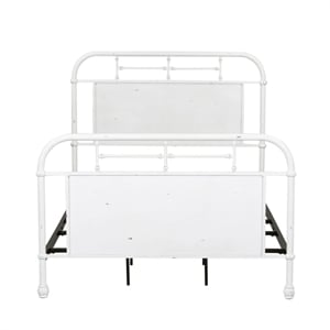 Pemberly Row Metal Twin Bed with Vintage Styling in Antique White