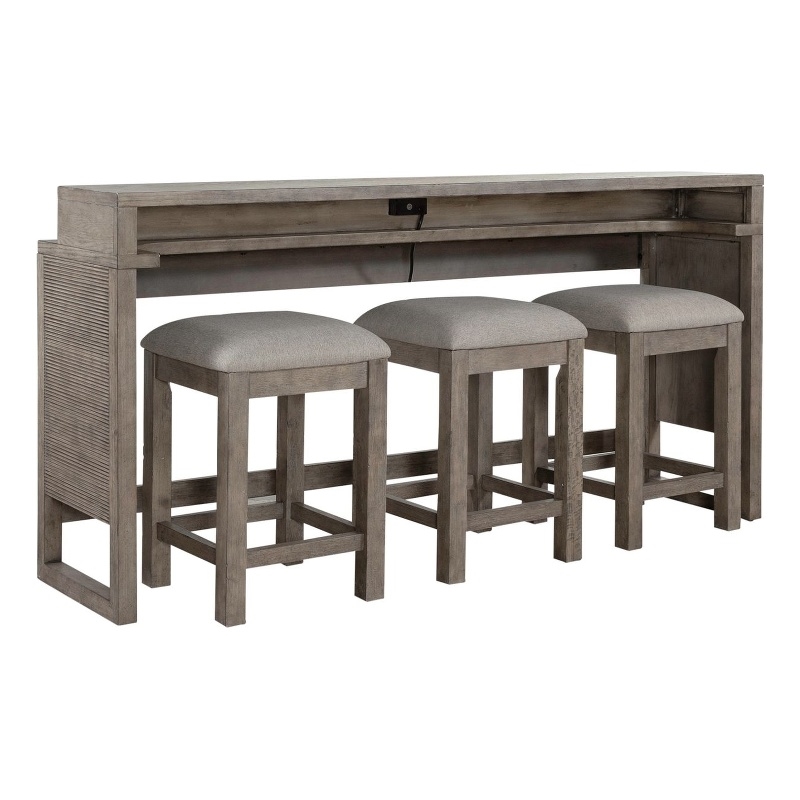 Pemberly Row 4 Piece Console Table Set with Charging Station in Driftwood