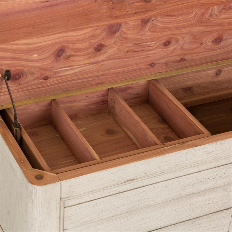 Pemberly Row Antique White Storage Trunk with Cedar-Lined Interior
