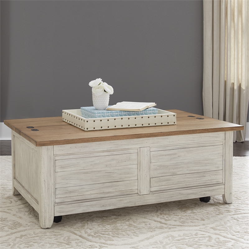 Pemberly Row Antique White Storage Trunk with Cedar-Lined Interior
