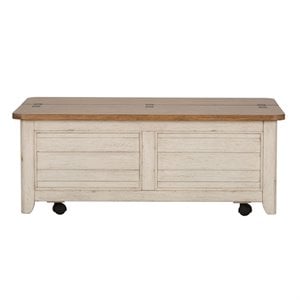 Pemberly Row Antique White Storage Trunk with Cedar-Lined Interior
