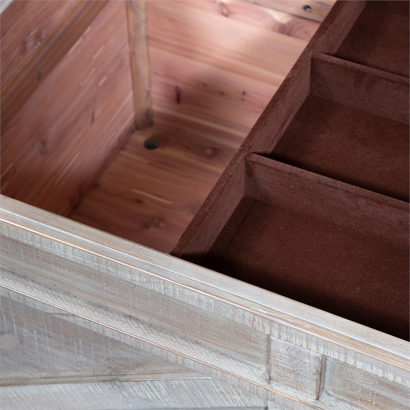 Pemberly Row Weathered Taupe Storage Trunk with Cedar Lined Interior