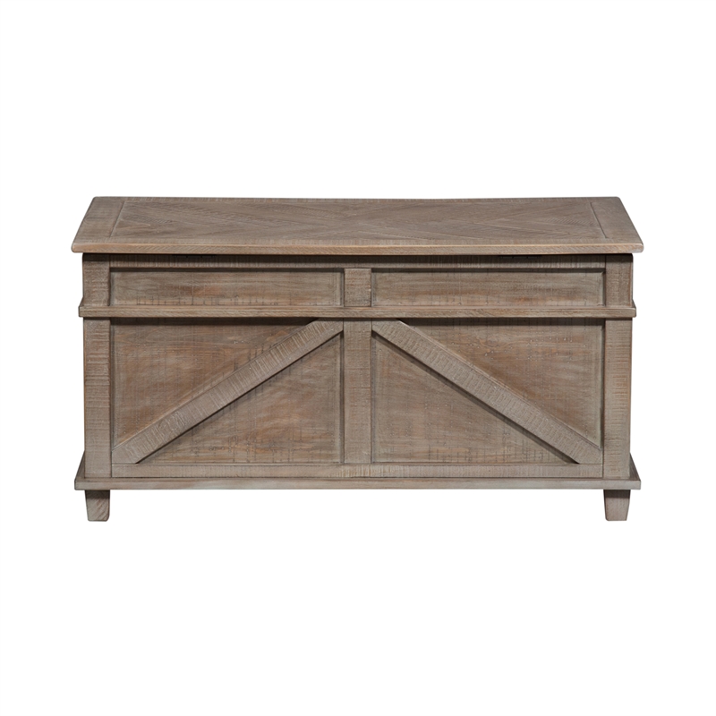 Pemberly Row Weathered Taupe Storage Trunk with Cedar Lined Interior