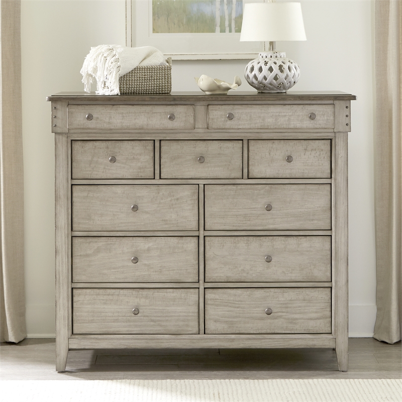 Pemberly Row 11 Drawer Chesser with Cedar Lined Drawers in Weathered Linen