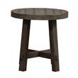 Pemberly Row Dark Gray Splay Leg Round End Table with Planked Top
