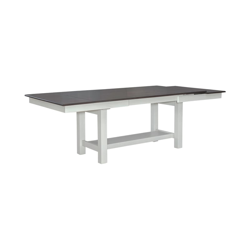 Pemberly Row 5 Piece Trestle Table Set with Trestle Shelf in White