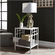 Pemberly Row Metal Open Night Stand in Antique White with Spindle Design