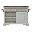 Pemberly Row White Bar Cart with Pewter Hardware and Adjustable Shelf
