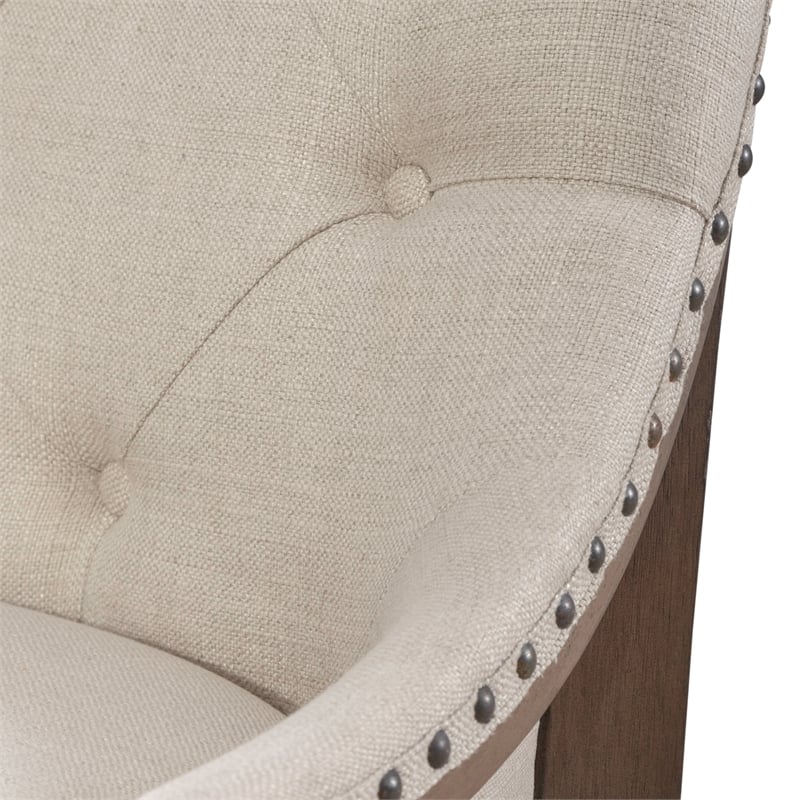 Pemberly Row Upholstered Shelter Dining Bench in Dusty Taupe