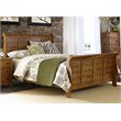 Pemberly Row Queen Sleigh Bed with Center Slat Support in Medium Brown