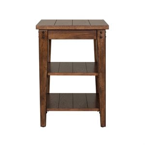 Pemberly Row 3 Tier Table with Planked Shelves in Dark Brown