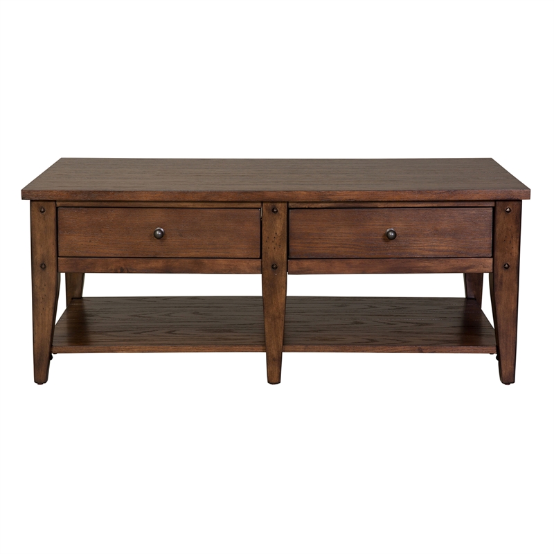 Pemberly Row 3 Piece Cocktail and End Table Set in Dark Brown