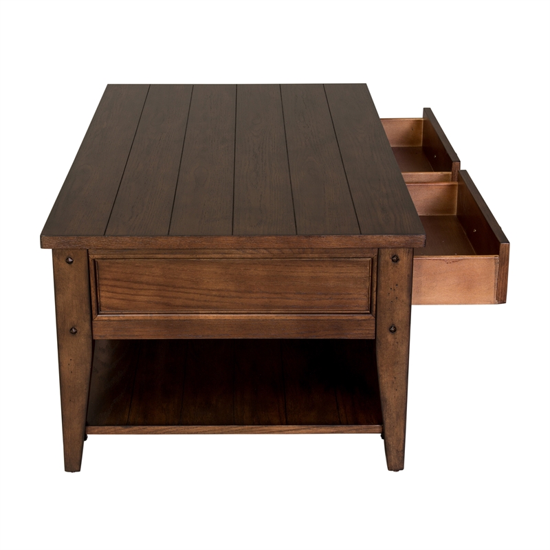 Pemberly Row 3 Piece Cocktail and End Table Set in Dark Brown