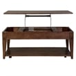 Pemberly Row Lift Top Cocktail Table with Storage Cubbies in Dark Brown