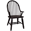 Pemberly Row Bow Back Solid Wood Dining Arm Chair in Rustic Black