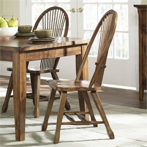Pemberly Row Sheaf Back Dining Side Chair Set of 2 in Rustic Oak
