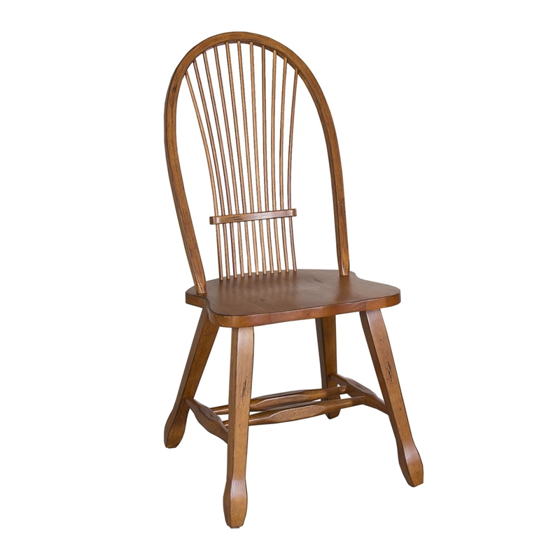 Pemberly Row Sheaf Back Dining Side Chair Set of 2 in Rustic Oak