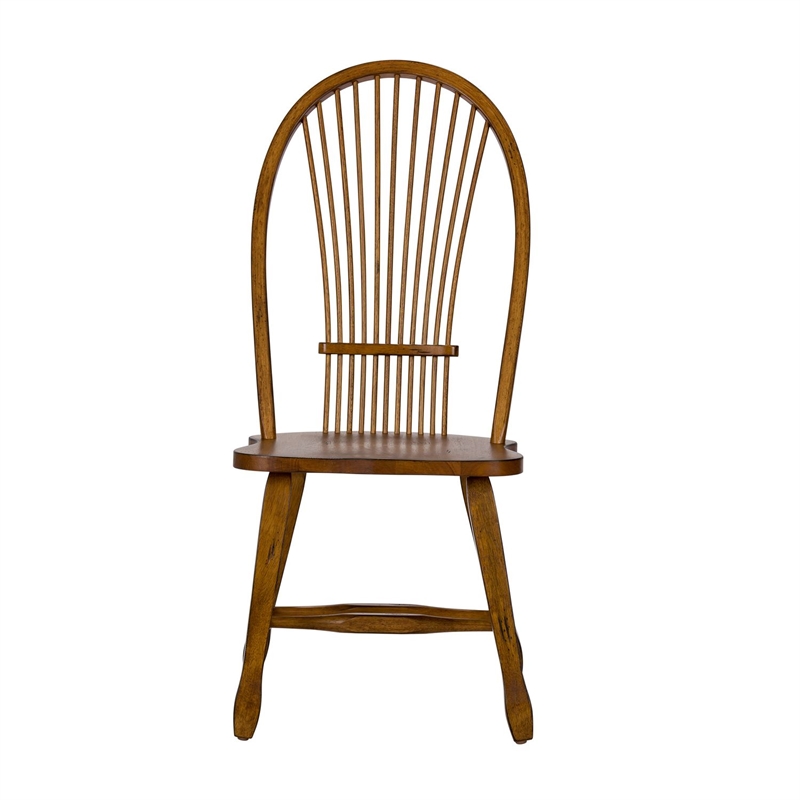 Pemberly Row Sheaf Back Dining Side Chair Set of 2 in Rustic Oak