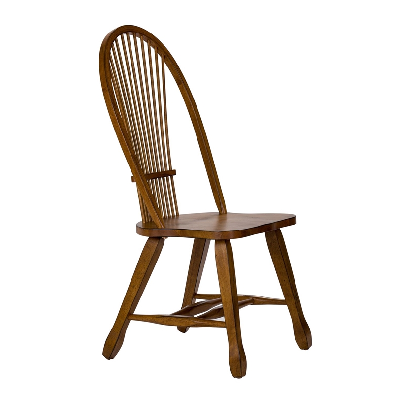 Pemberly Row Sheaf Back Dining Side Chair Set of 2 in Rustic Oak