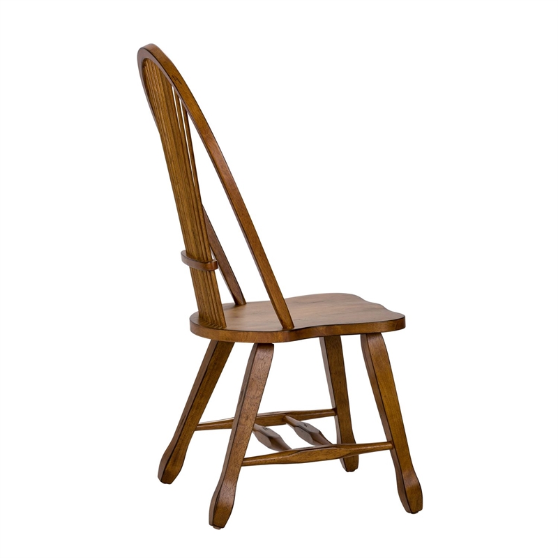 Pemberly Row Sheaf Back Dining Side Chair Set of 2 in Rustic Oak
