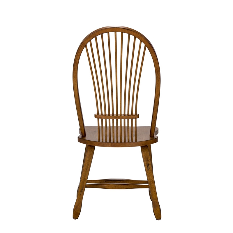 Pemberly Row Sheaf Back Dining Side Chair Set of 2 in Rustic Oak