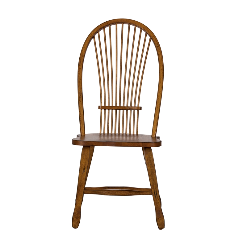 Pemberly Row Sheaf Back Dining Side Chair Set of 2 in Rustic Oak