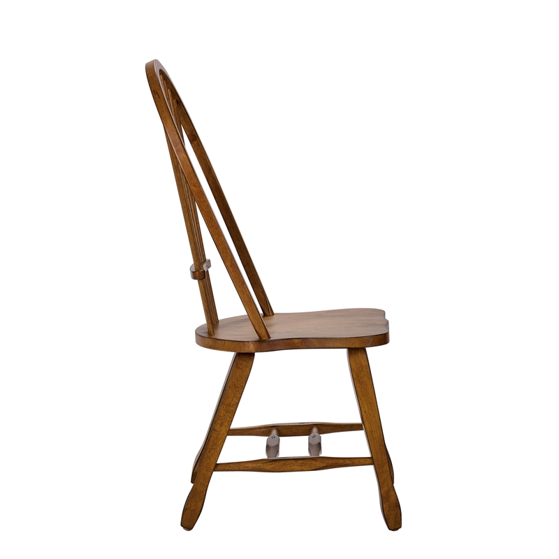 Pemberly Row Sheaf Back Dining Side Chair Set of 2 in Rustic Oak