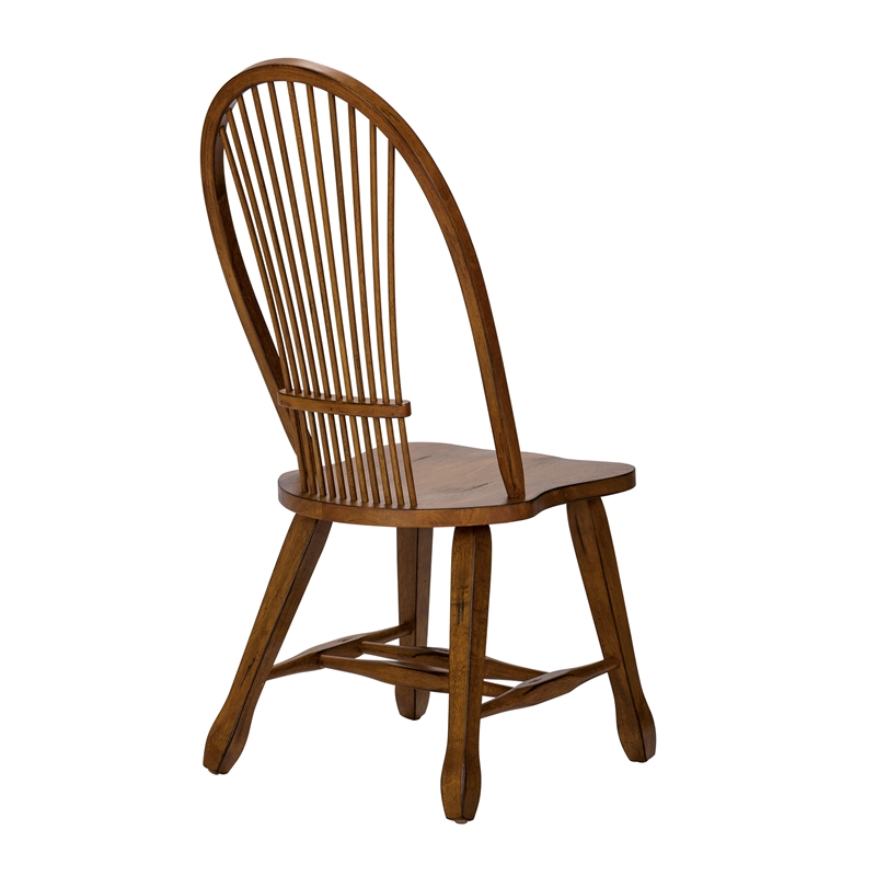 Pemberly Row Sheaf Back Dining Side Chair Set of 2 in Rustic Oak