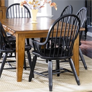 Pemberly Row 5 Piece Dining Table Set with Bow Back Chairs in Rustic Oak