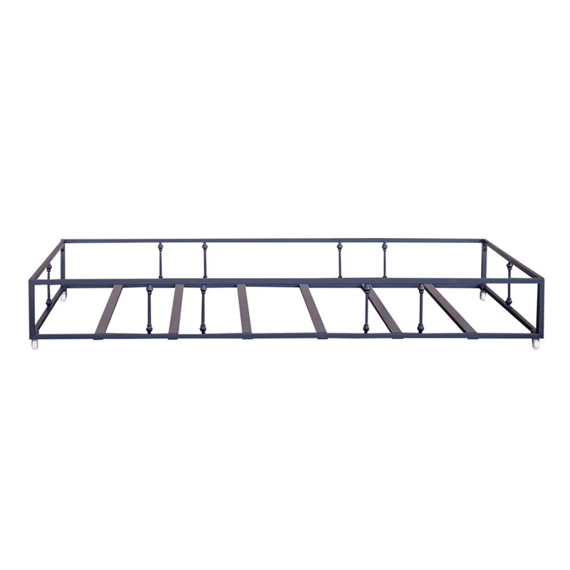 Pemberly Row Youth Bedroom Twin Trundle with Turned Spindles in Navy
