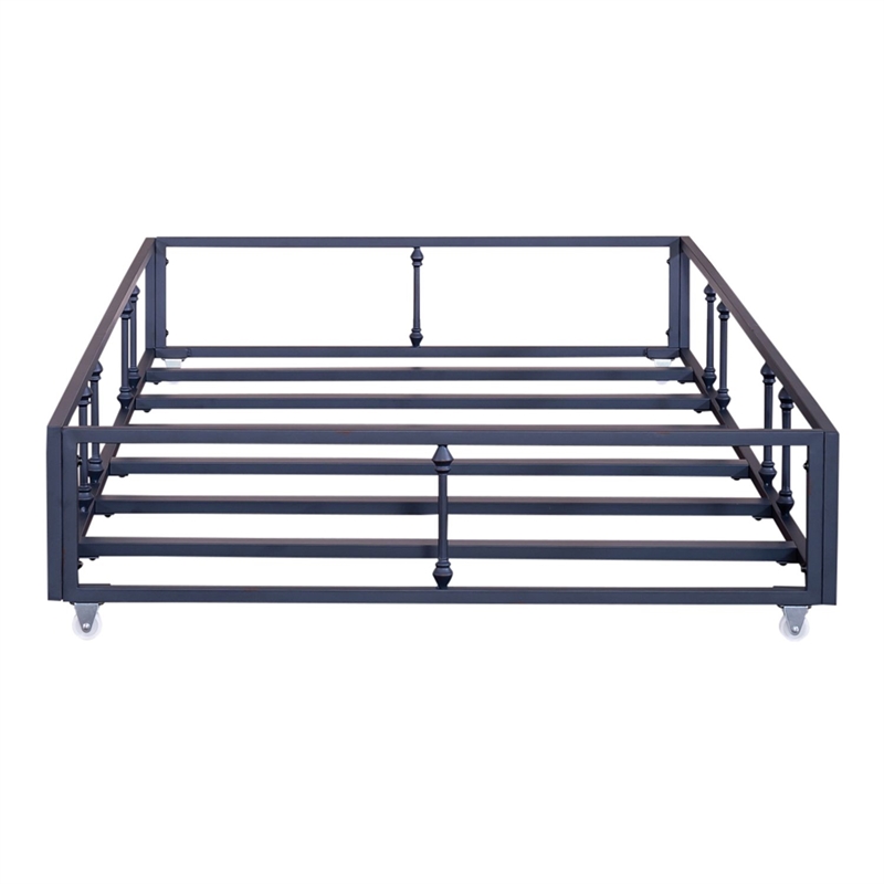 Pemberly Row Youth Bedroom Twin Trundle with Turned Spindles in Navy