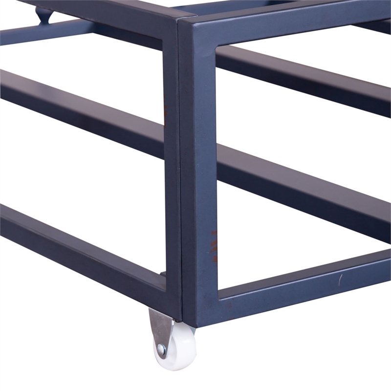 Pemberly Row Youth Bedroom Twin Trundle with Turned Spindles in Navy