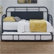 Pemberly Row Youth Bedroom Twin Trundle with Turned Spindles in Navy