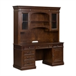 Pemberly Row 3 Piece Home Office Desk Credenza and Hutch in Cognac