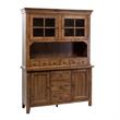Pemberly Row Rustic Oak Hutch and Buffet Set with Slate Accents