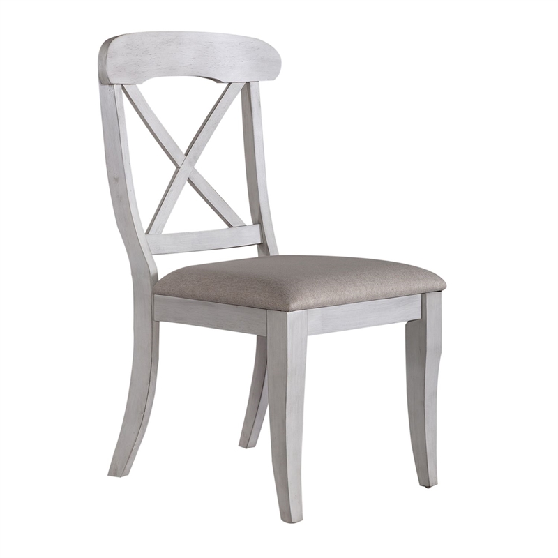 Pemberly Row 5 Piece Pedestal Table Dining Set with X Back Chairs in White