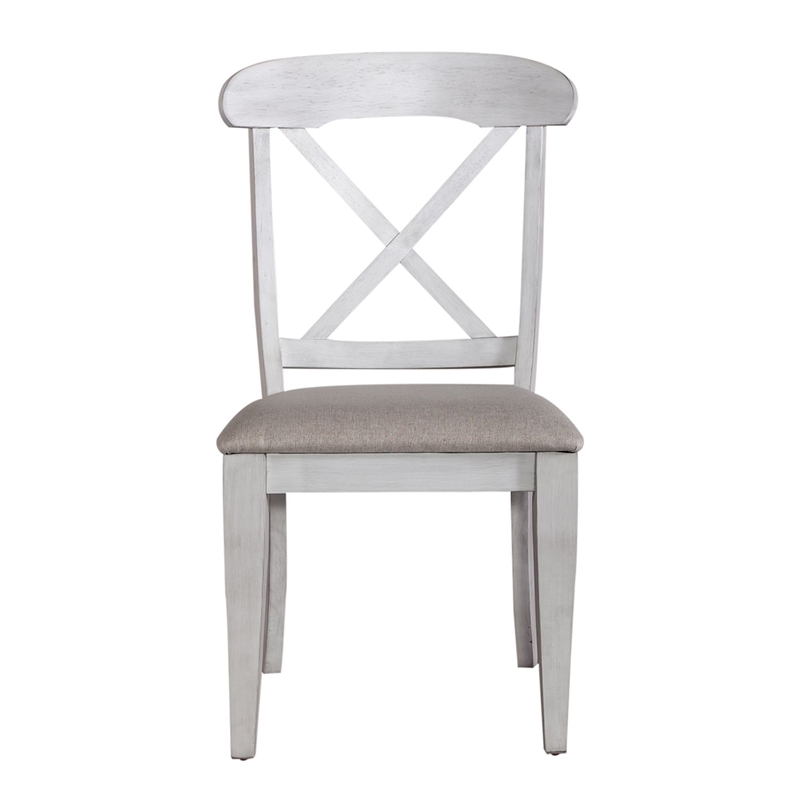 Pemberly Row 5 Piece Pedestal Table Dining Set with X Back Chairs in White